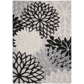 Nourison Aloha Indoor/Outdoor Black White 7'10' X 10'6' Area Rug, Tropical, Botanical, Easy Cleaning, Non Shedding, Bed Room,