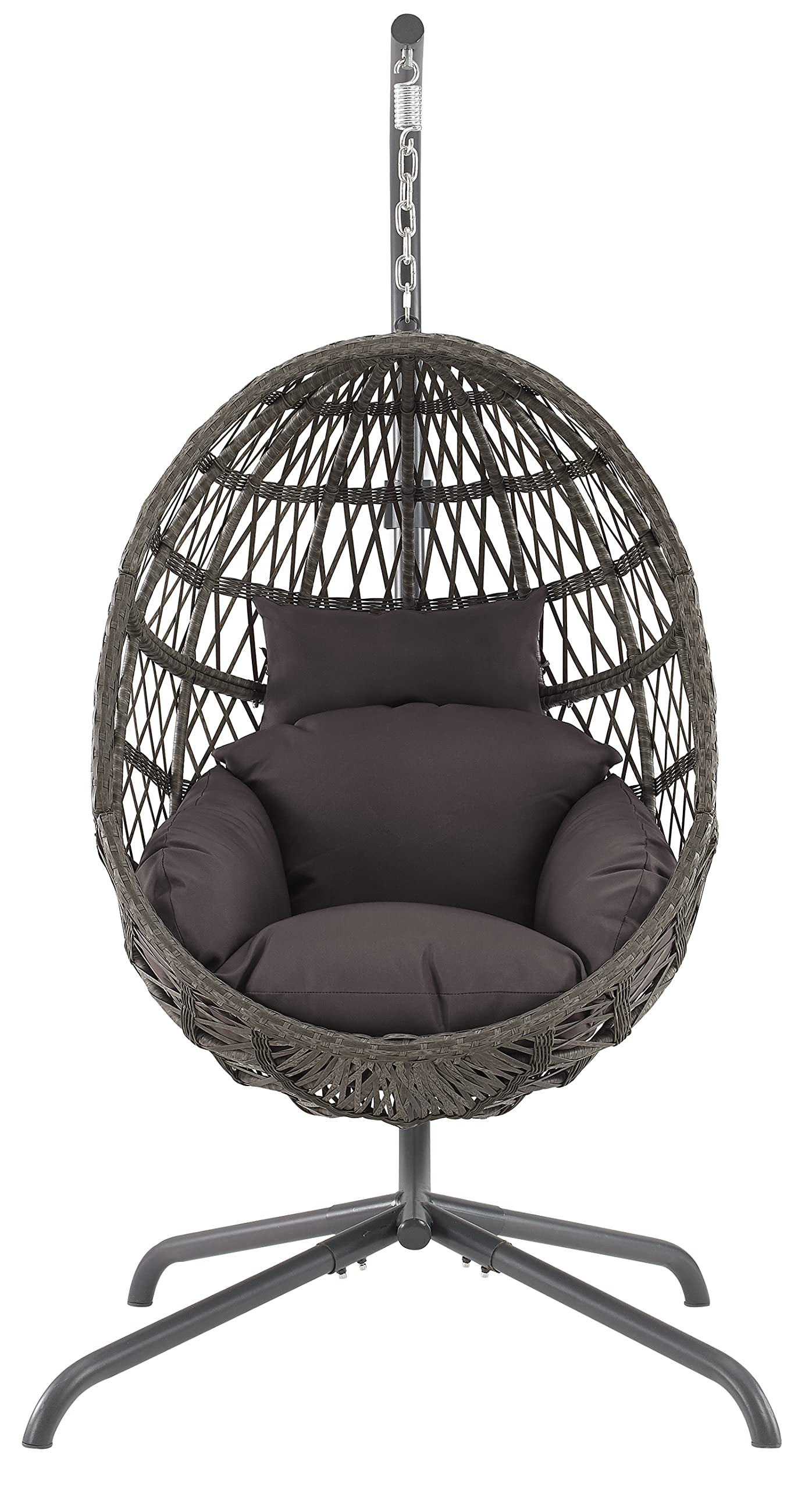 Crosley Furniture Tess Wicker Indoor Outdoor Hanging Egg Chair With Stand - Thumbnail 3