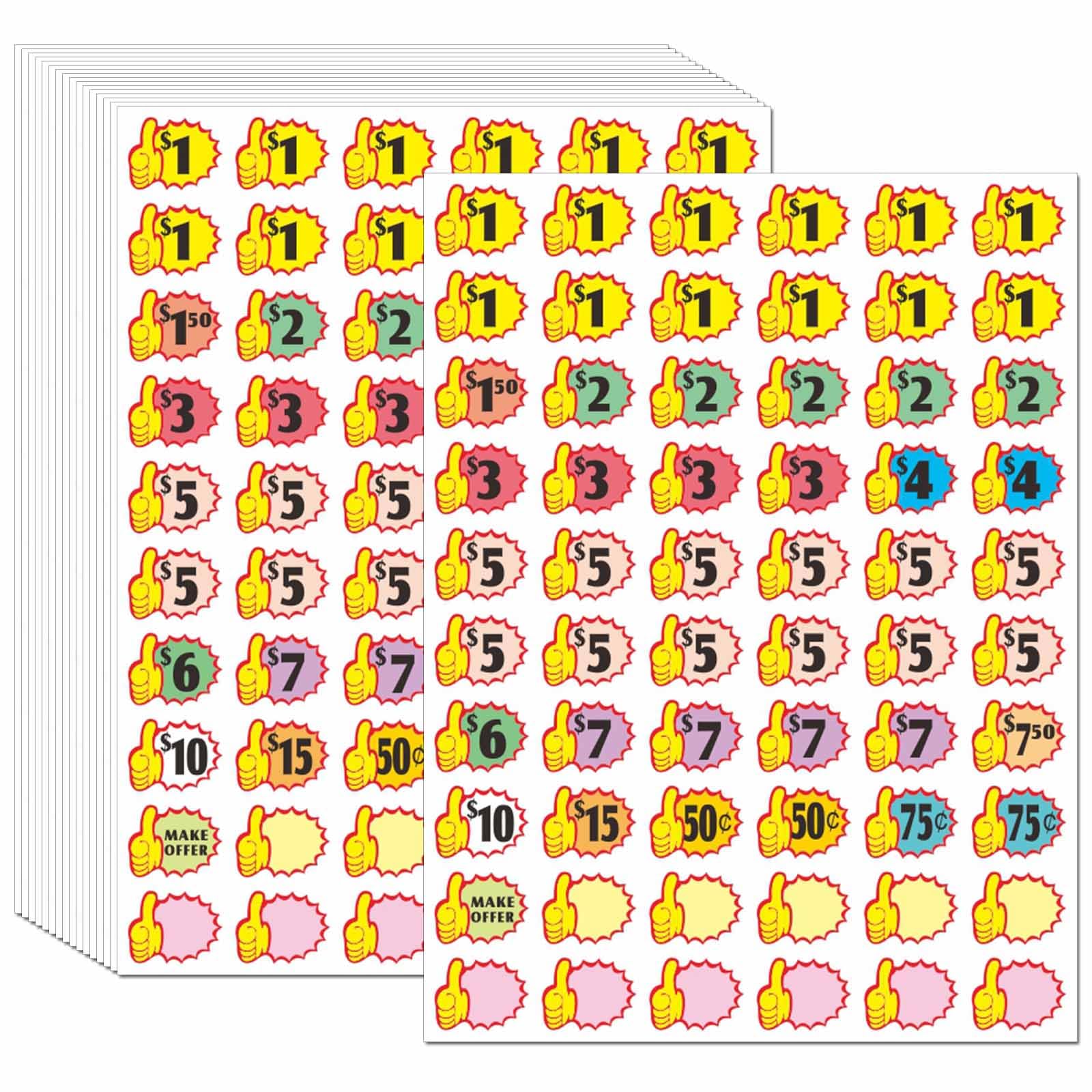 Dugutul 1200 Pcs Color-Coded Pre-Priced Stickers For Garage Sale And Flea Market
