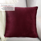 Nestl Throw Pillow Covers, Cozy Velvet Decorative Outdoor Pillow Covers 20X20 Inches, Soft Solid Cushion Covers For Sofa, Bed And Car, Set Of 4 - Burgundy Red