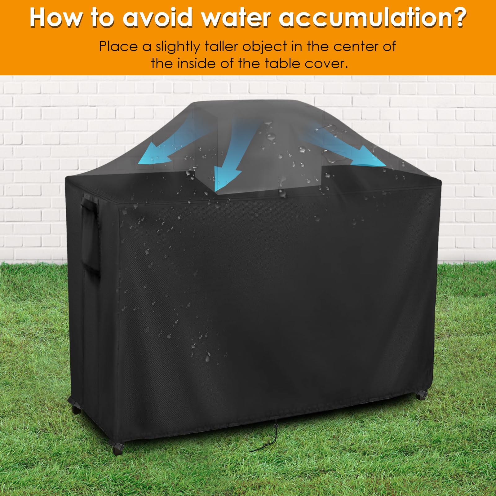 Kingling 78 Outdoor Table Cover - Waterproof Black Patio Bar Table Cover for Outdoor Bar Prep Table, 36W x 43H