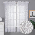 Lecloud Leia 2 Panels Sheer White Curtains 63 Inch Length For Kitchen, Privacy Protections Bedroom Curtain & Drapes Rod Pockets
