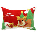 Alysheer Merry Christmas Deer Embroidered Lumbar Decorative Throw Pillow Cover 12x20, Soft Warm Cozy Cotton Embroidery Cushion C