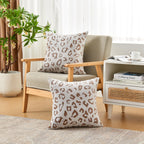 Sochow Decorative Throw Pillow Covers 20X20 Inches Set Of 2, Soft Leopard Print Flannel Fleece Pillowcase Square Cushion Covers