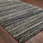 HomeRoots 507911 8 x 11 ft. Charcoal Silver & Gray Geometric Shag Power Loom Stain Resistant Rectangle Area Rug