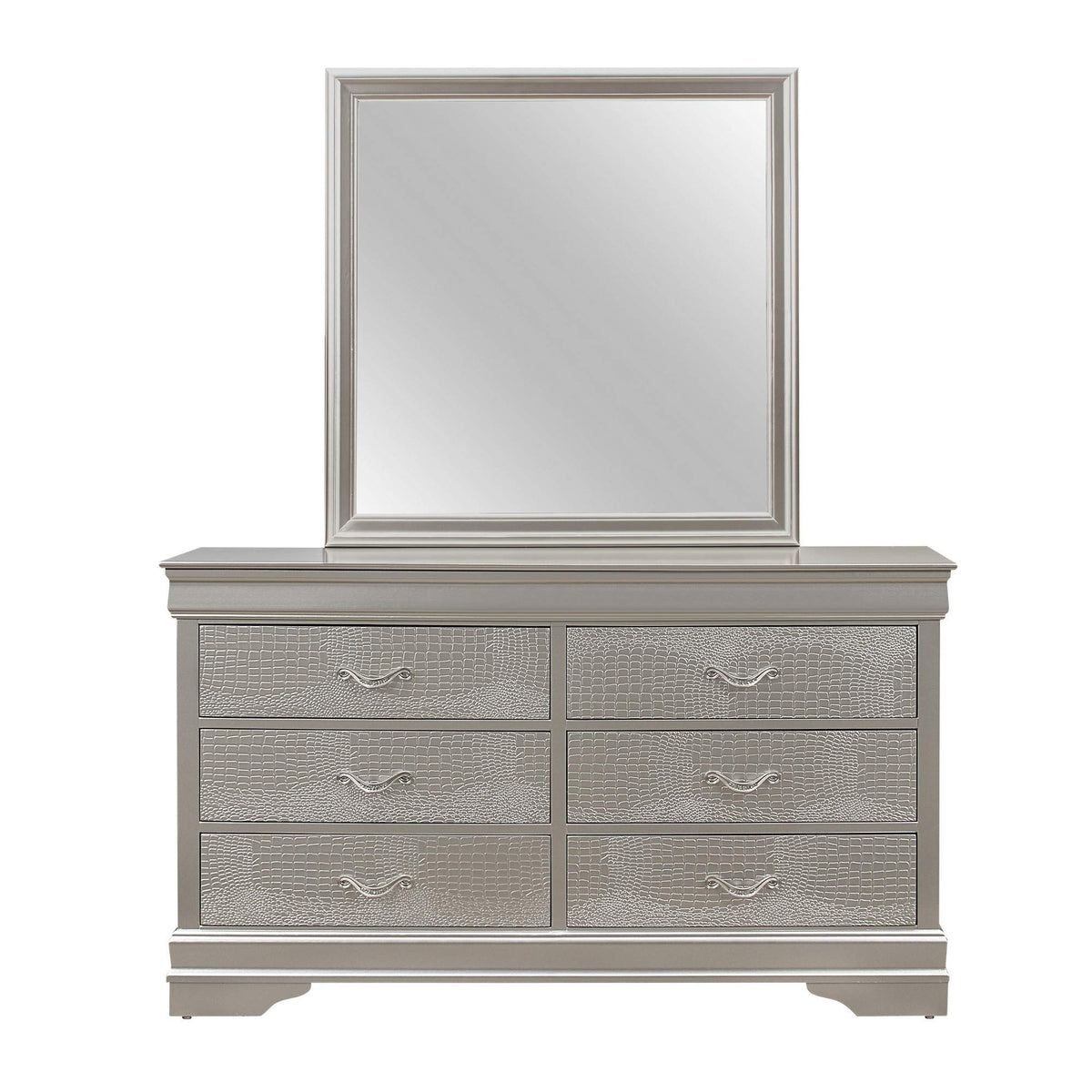 HomeRoots Rubberwood, Glass Silver Tone Mirror with Rectangular Sleek Wood Trim