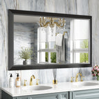Amorho Black Bathroom Mirror, 50X30 Inch Thick Metal Framed Wall Mirrors For Over 2 Sinks, Bedroom, Living Room, Entryway, Large