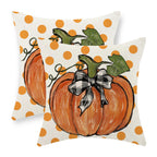 Gohdiwh Fall Pillow Covers 16X16 Set Of 2 Orange Pumpkin Leaf And Polka Dot Fall Decor Pillowcase Autumn Thanksgiving Decorative