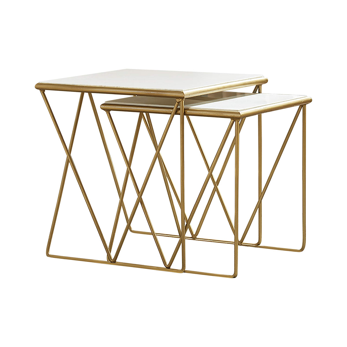 Coaster Furniture 2-Piece Set White and Gold Nesting Tables 930075