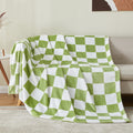 Bedelite Checkered Throw Blanket For Couch And Bed, Luxurious Fleece Blanket With Checkerboard Grid Home Decor, Soft Cozy Green