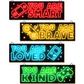 YLOLUL 4pcs Neon Game Art Prints, Wood Wall Art Decor for Boys Room, Gamer Decorations, Inspirational Quote Wall Decor, Modern H
