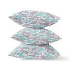 HomeRoots Cream Grey 18â€ Gray Green Boho Paisley Zippered Suede Throw Pillow