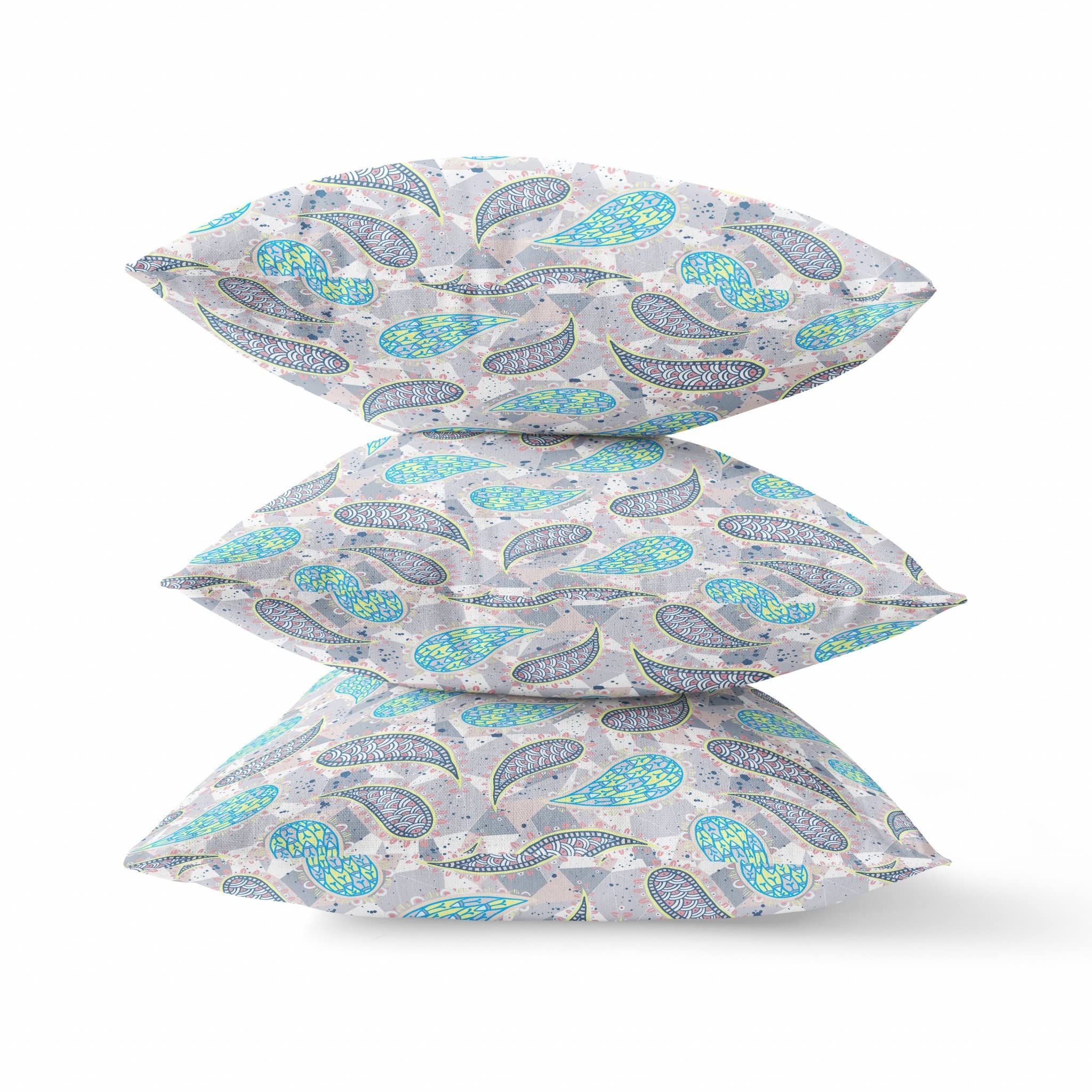 HomeRoots Cream Grey 18â€ Gray Green Boho Paisley Zippered Suede Throw Pillow