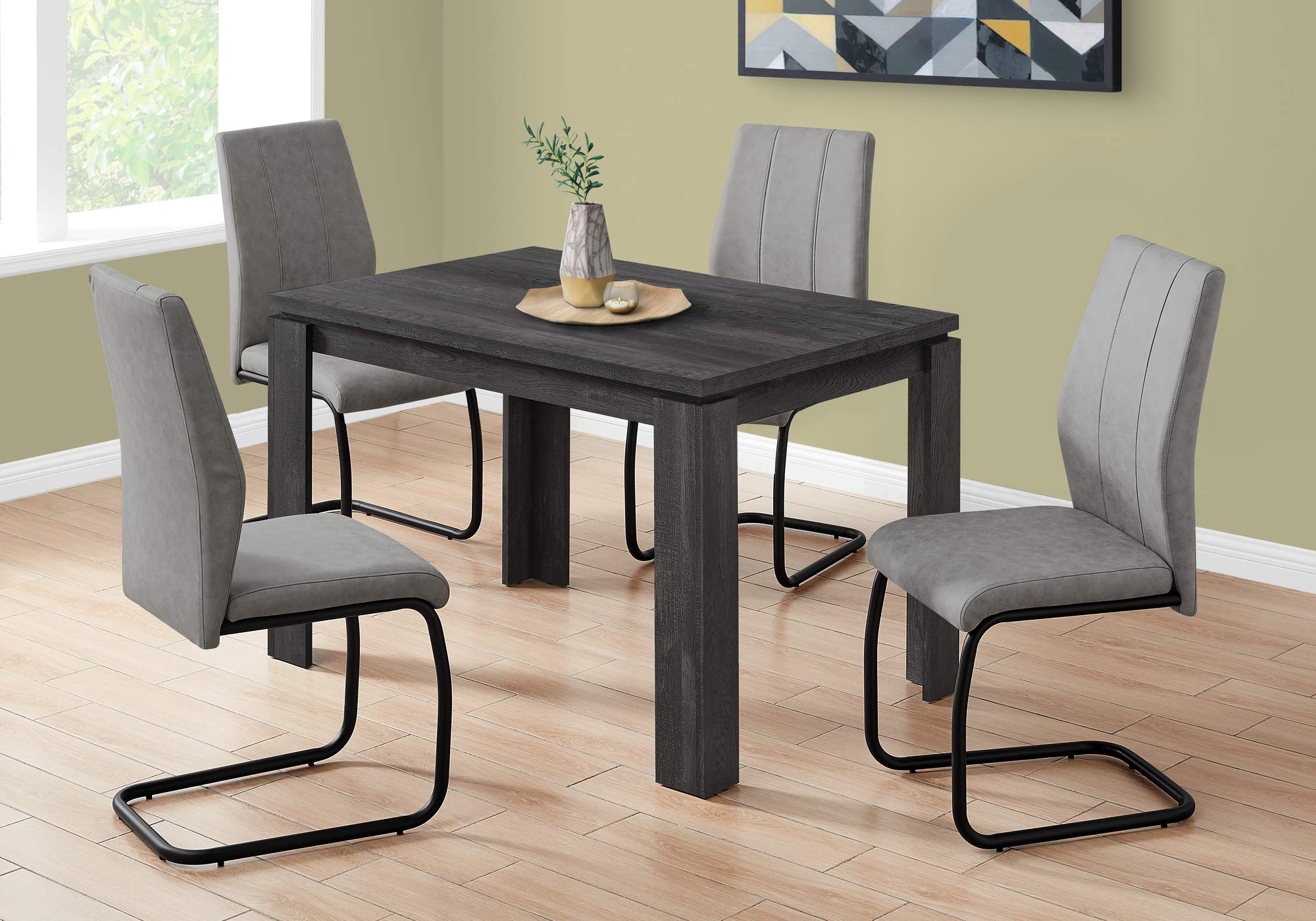 Monarch Specialties 32&quot;X 48&quot; / Black Reclaimed Wood-Look Dining Table