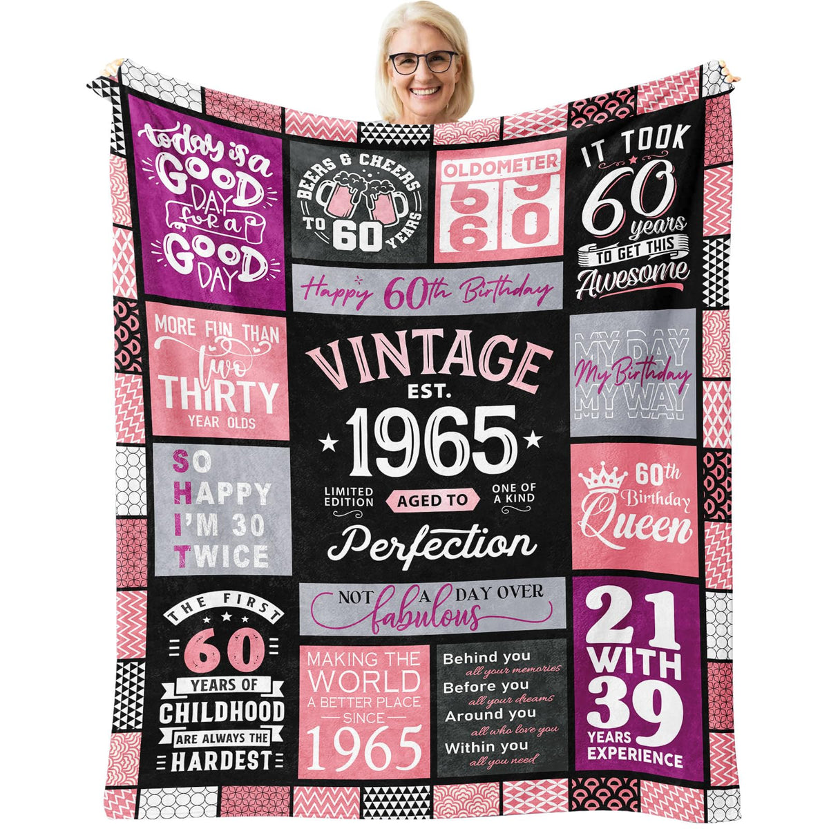 60Th Birthday Gifts For Women Throw Blanket 60'X50', Best Gifts For 60Th Birthday, 60 Year Old Birthday Gifts For Women, 60Th