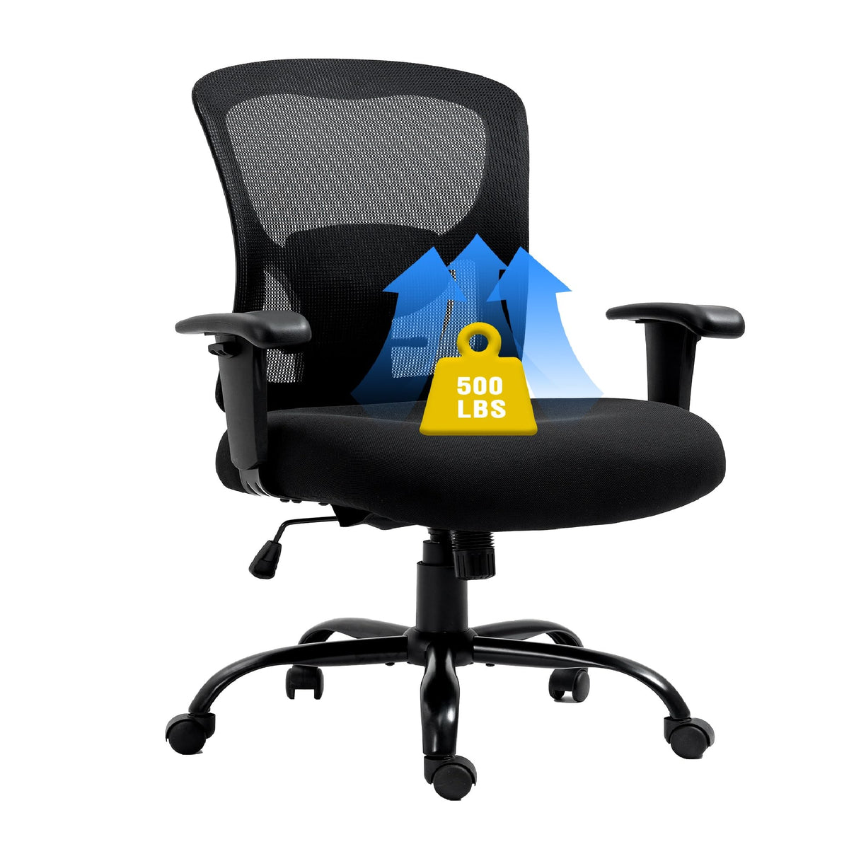 Bigroof Big And Tall Office Chair 500Lbs Ergonomic Mesh Desk Chair With Adjustable Lumbar Support Arms Wide Seat Task Executive