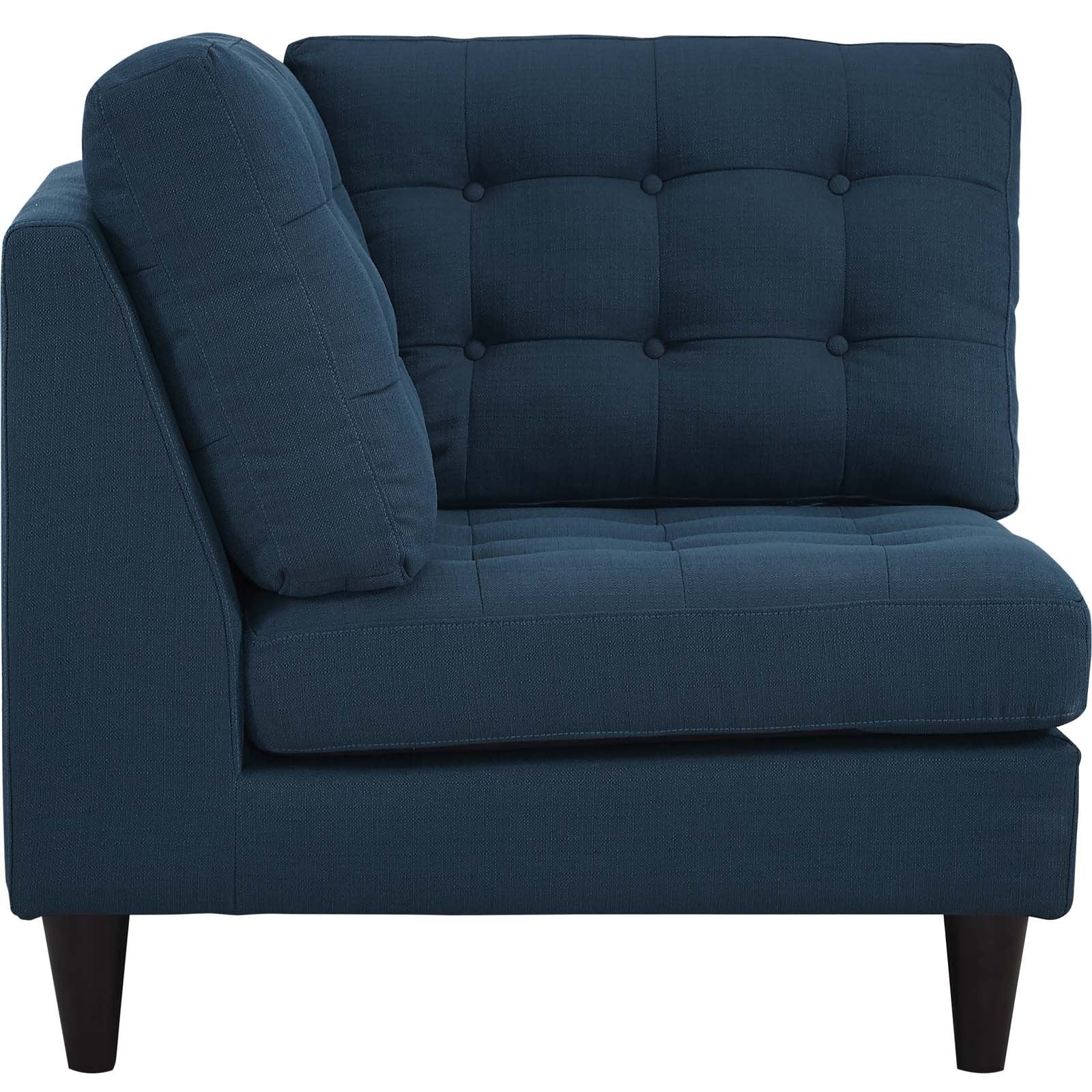 Modway Empress Mid-Century Modern Upholstered Fabric Corner Sofa In Azure