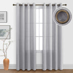Koufall Light Grey Curtains 84 Inch Length For Living Room 2 Panels Set Bronze Grommet Light Filtering Semi Sheer Linen Curtain