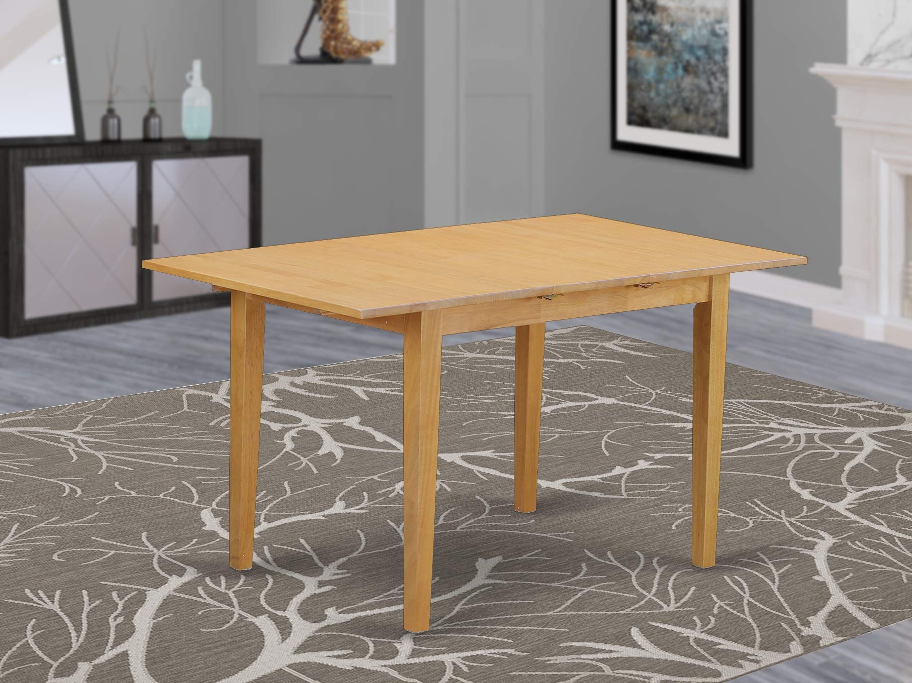 East West Furniture Anft-Oak-T Norfolk Kitchen Table - A Rectangle Dining Table Top With Butterfly Leaf, 32X54 Inch, Oak