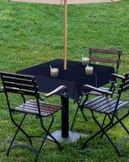 Queenker Dark Blue Outdoor Tablecloth With Umbrella Hole And Zipper, Solid Color Table Cover For Square Tables Waterproof Tablet