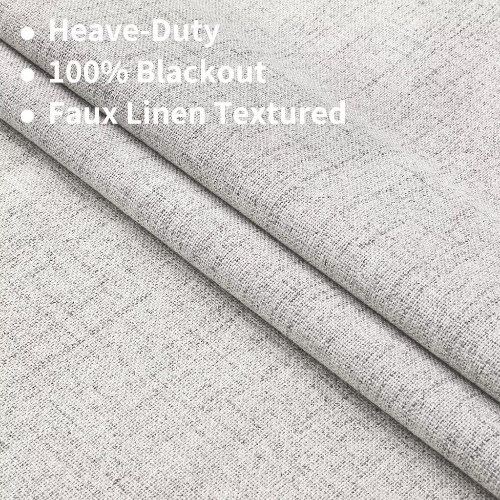 Joydeco Natural Linen Curtains 90 Inch Length 1 Panel Set Burg 100% Blackout Patio Door Curtain Room Darkening Sliding Door Curt