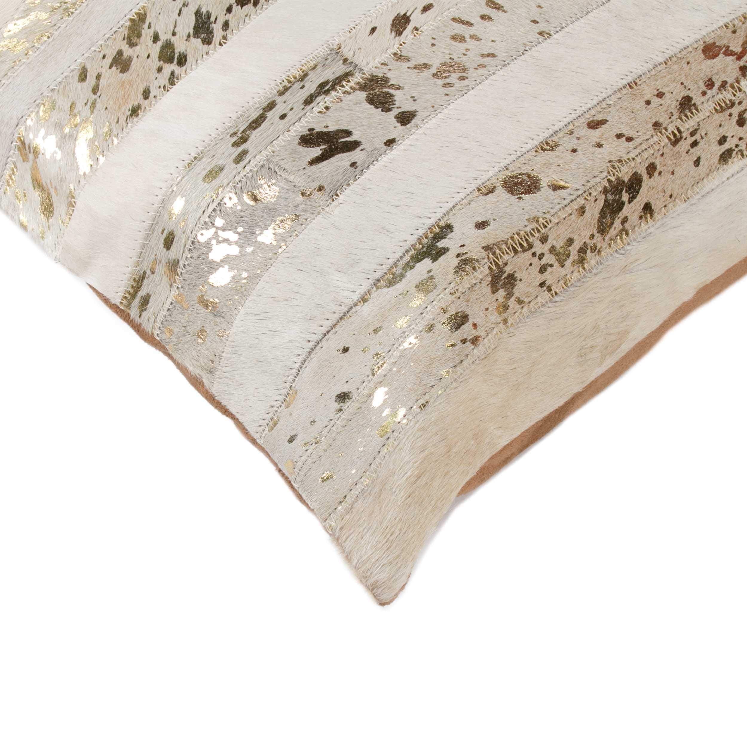 HomeRoots Kitchen 18' x 18' x 5' Natural and Gold Pillow with Hidden Zipper Closure
