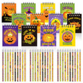 Supervitae 48 Pcs/ 24 Set Halloween Christian Pumpkin Pencils Notebook Set Mini Religious Spiral Notebook Bulk Jesus Notepads Pu