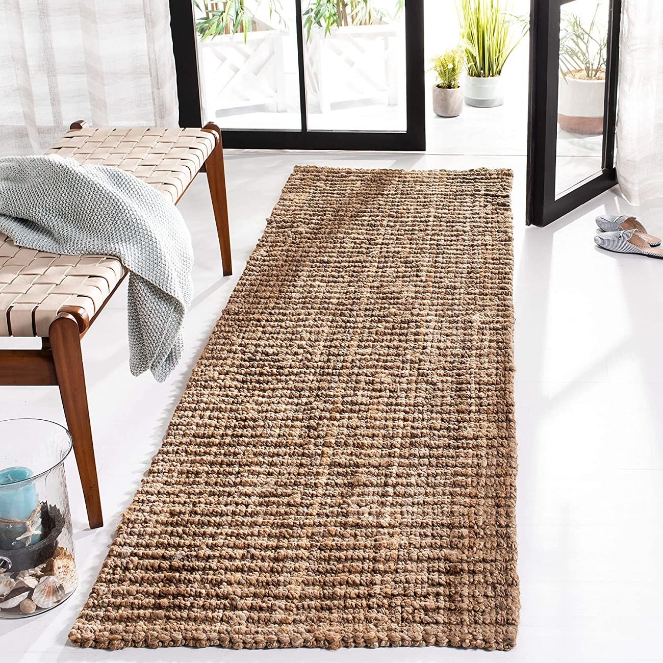 SAFAVIEH Natural Fiber Collection Runner Rug - 2 x 16, Natural, Handmade Chunky Textured Jute 0.75-inch Thick, Ideal for High 
