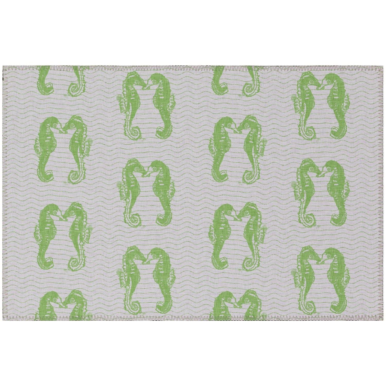 Seabreeze Sz15 Green Coastal Rug Rectangle 5' X 7 ' 6"