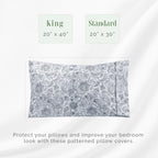 Elegant Comfort Ultra Soft Set Of 2 Floral Print Pillowcases - 1500 Premium Hotel Quality Microfiber, Soft And Smooth Envelope Closure 2-Piece Pillow Covers - Standard/Queen, Paisley Navy