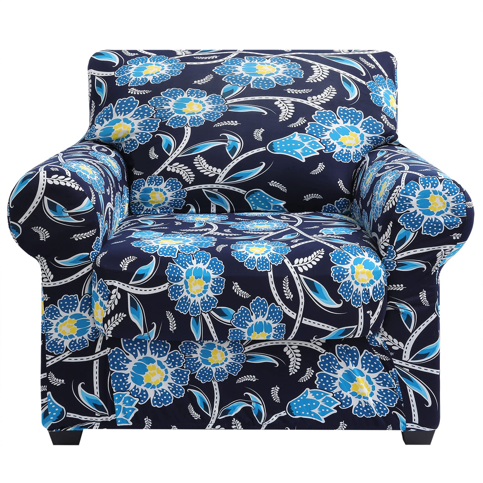 Hyha Couch Covers, Chair/Sofa Covers, Floral Pattern, Stretch, Printed, 2 Pieces, Armchair Slipcover, Separate Couch Cushion Cov
