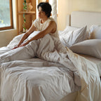 Double Stitch By Bedsure 100% Organic Cotton Duvet Cover Set Queen- 300 Tc Sateen Weave, Gots Certified Long Staple Cotton, Soft