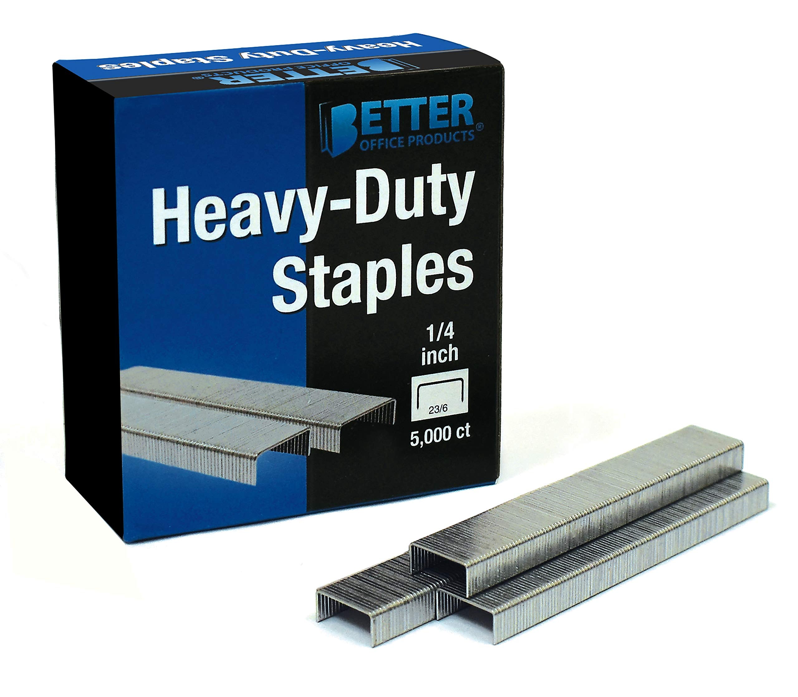 5,000 Count Heavy Duty Staples, 23/6, 1/4-Inch Staples, Chisel Point Tips, High Capacity, By Better Office Products