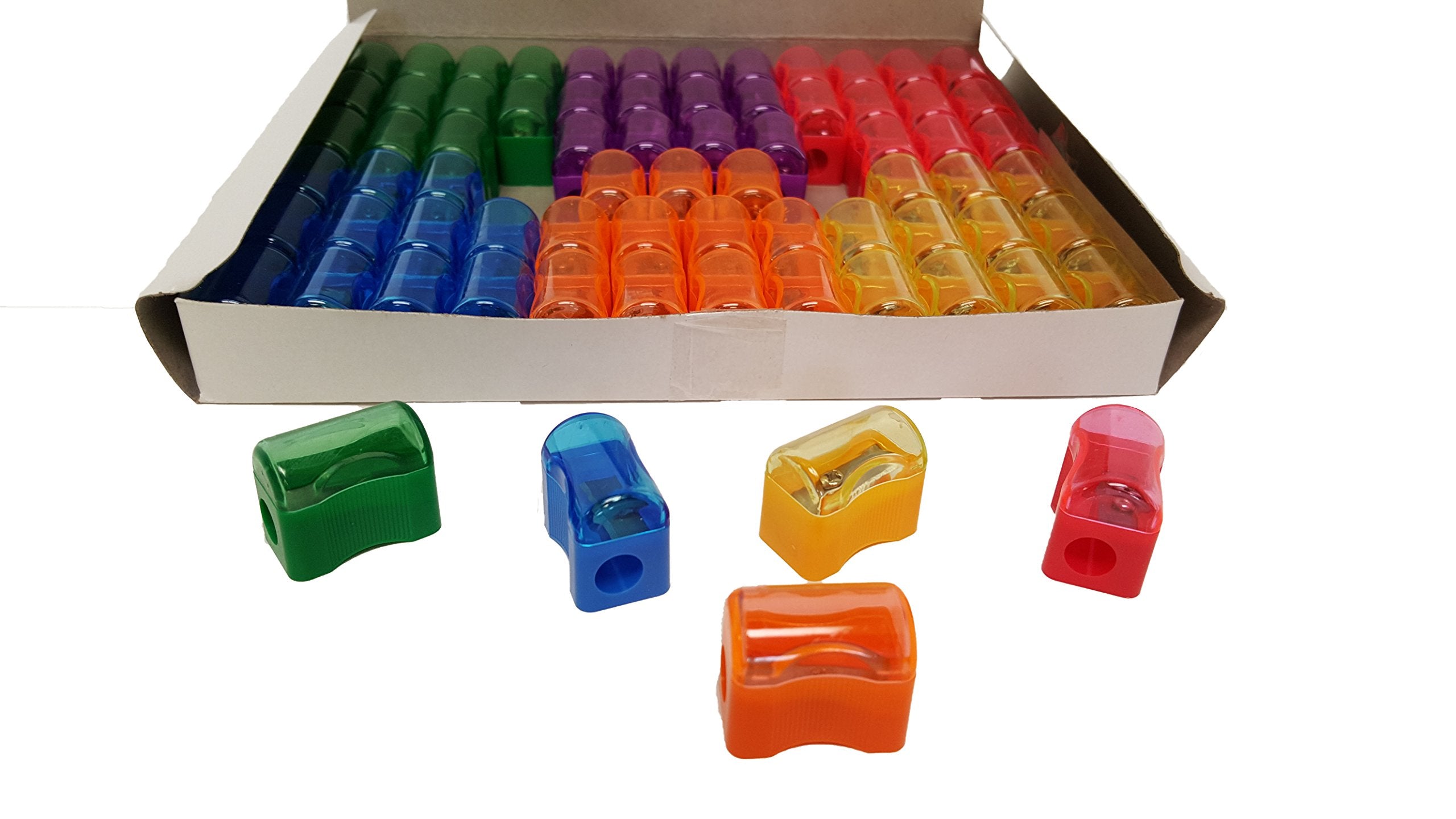 Dondor Pencil Sharpeners For Kids With Removable Neon Colored Lids (72 Pack)