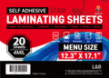 Self Adhesive Laminating Sheets 12.3X17.1 Inches, 20 Pack, 4Mil Thickness, No Heat Or Machine Needed, Waterproof, Self Sealing,