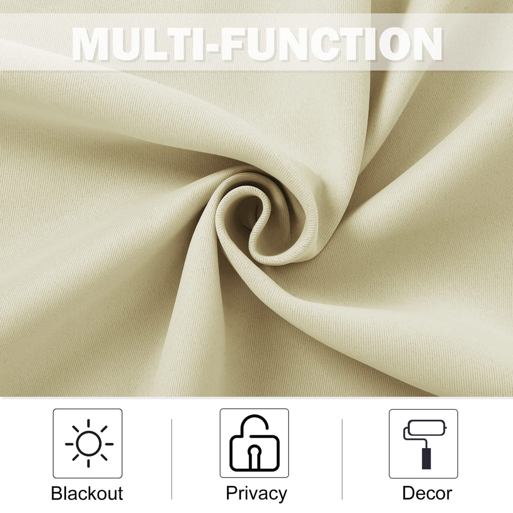 Nicetown Window Tiers Curtains For Kitchen Sink Over, Small Window Curtains Room Darkening Light Block Energy Efficient Drapes For Bedroom Bath Basement, W29 X L36 Inches, Light Beige, 2 Panels
