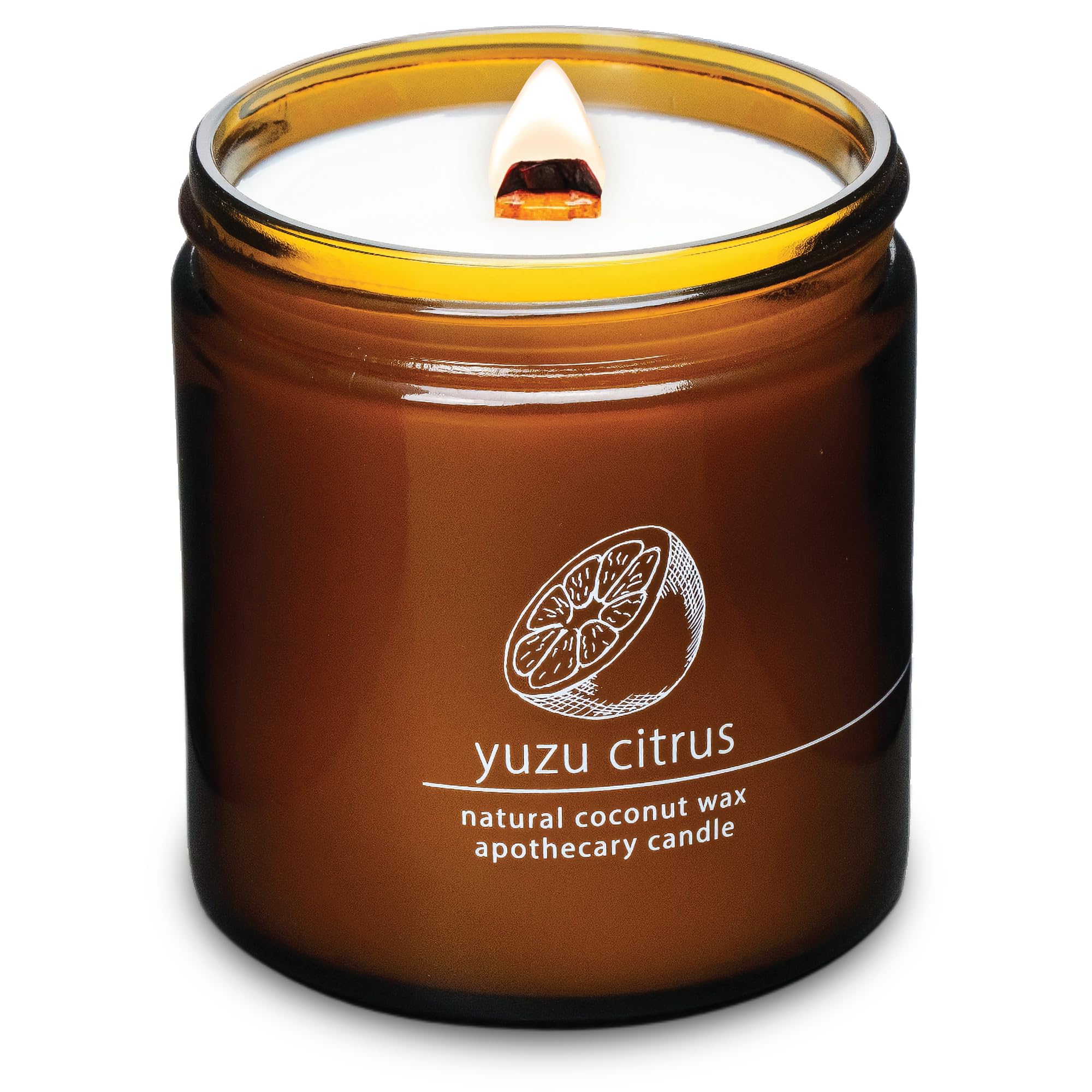 Hemlock Park Crackling Wood Wick Candle Handcrafted with Natural Coconut Wax (Large 16 oz, Yuzu Citrus)