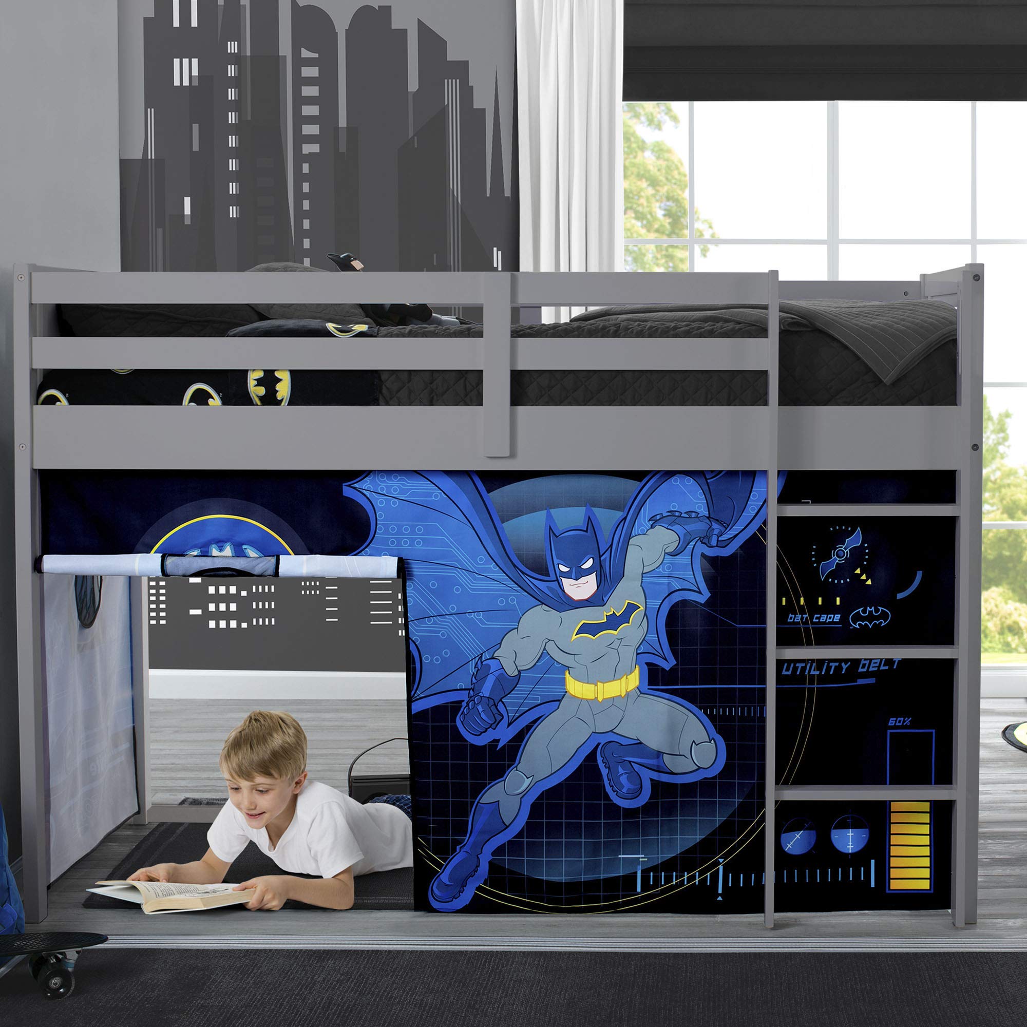 Batman Loft Bed Tent - Curtain Set for Low Twin Loft Bed (Bed Sold Separately) by Delta Children