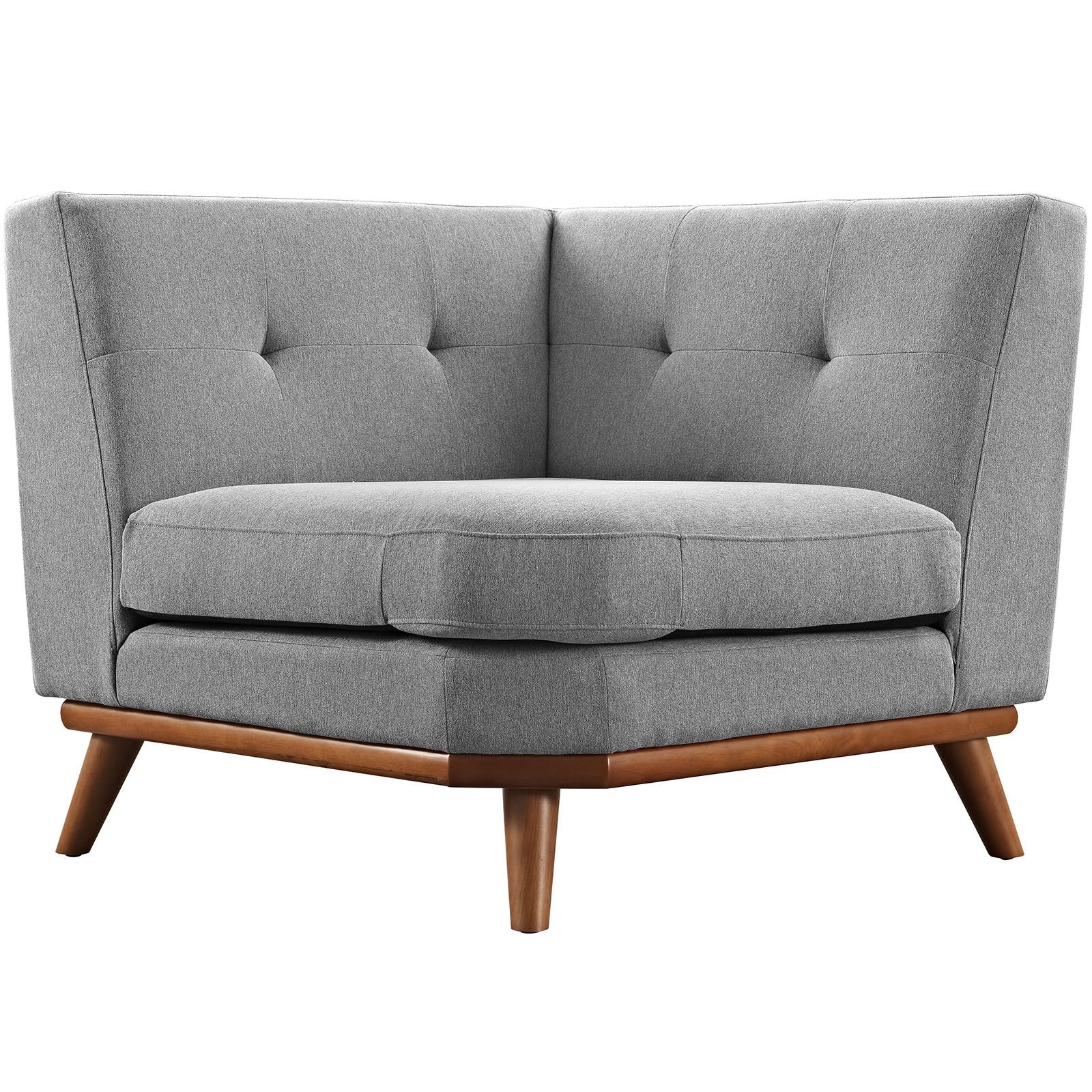 Modway Engage Corner Sofa In Mid-Century Modern Upholstered Fabric Expectation Gray
