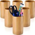 Zhehao 6 Pcs Bamboo Pen Holder Solid Wood Desk Pen Pencil Holder Stand Wooden Pencil Holder For Desk Multi Purpose Use Pencil Cu