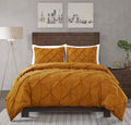 Chezmoi Collection Berlin Spice Orange Pinch Pleat Queen Comforter Set, 3-Piece (Comforter And Pillow Shams) - Soft Pintuck, Lig