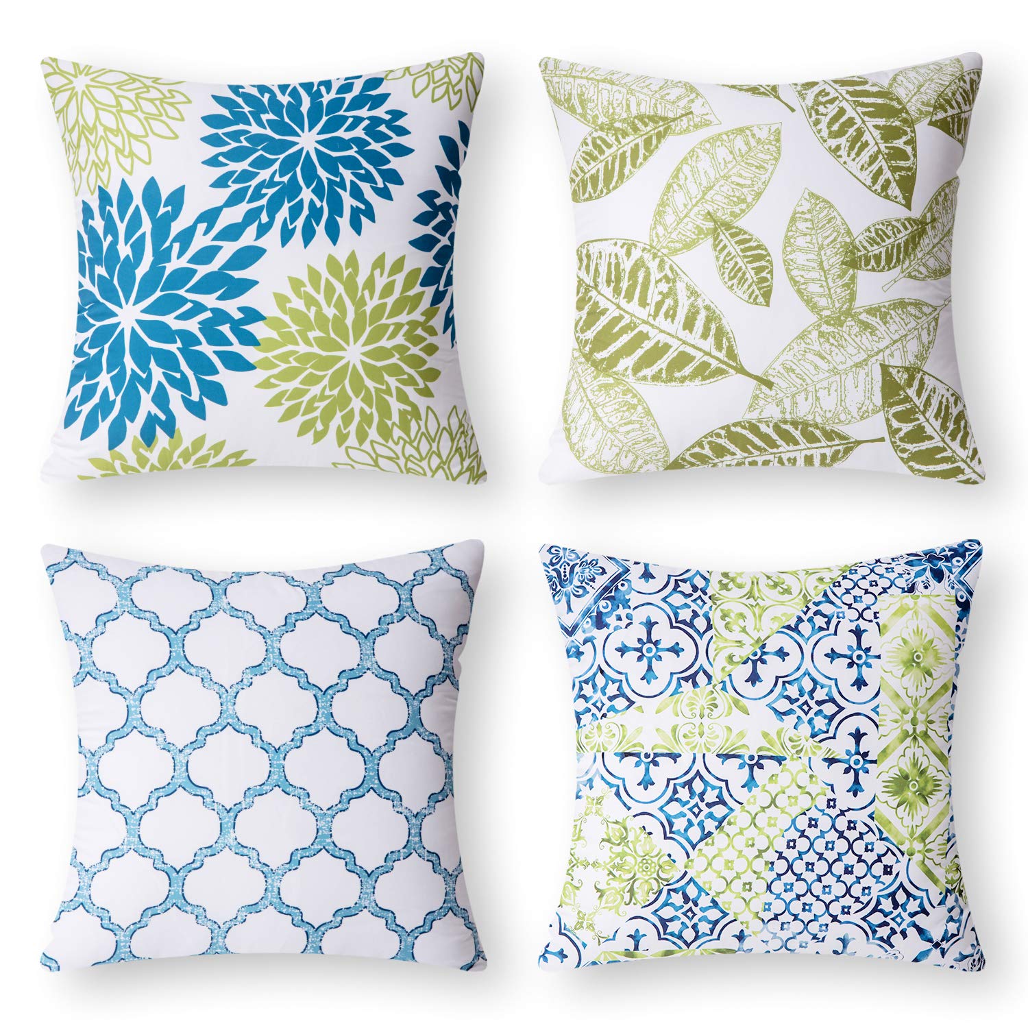 Phantoscope New Living Blue&Green Decorative Throw Pillow Case Cushion Cover 18 ' X 18 ' 45 X 45 Cm Set Of 4