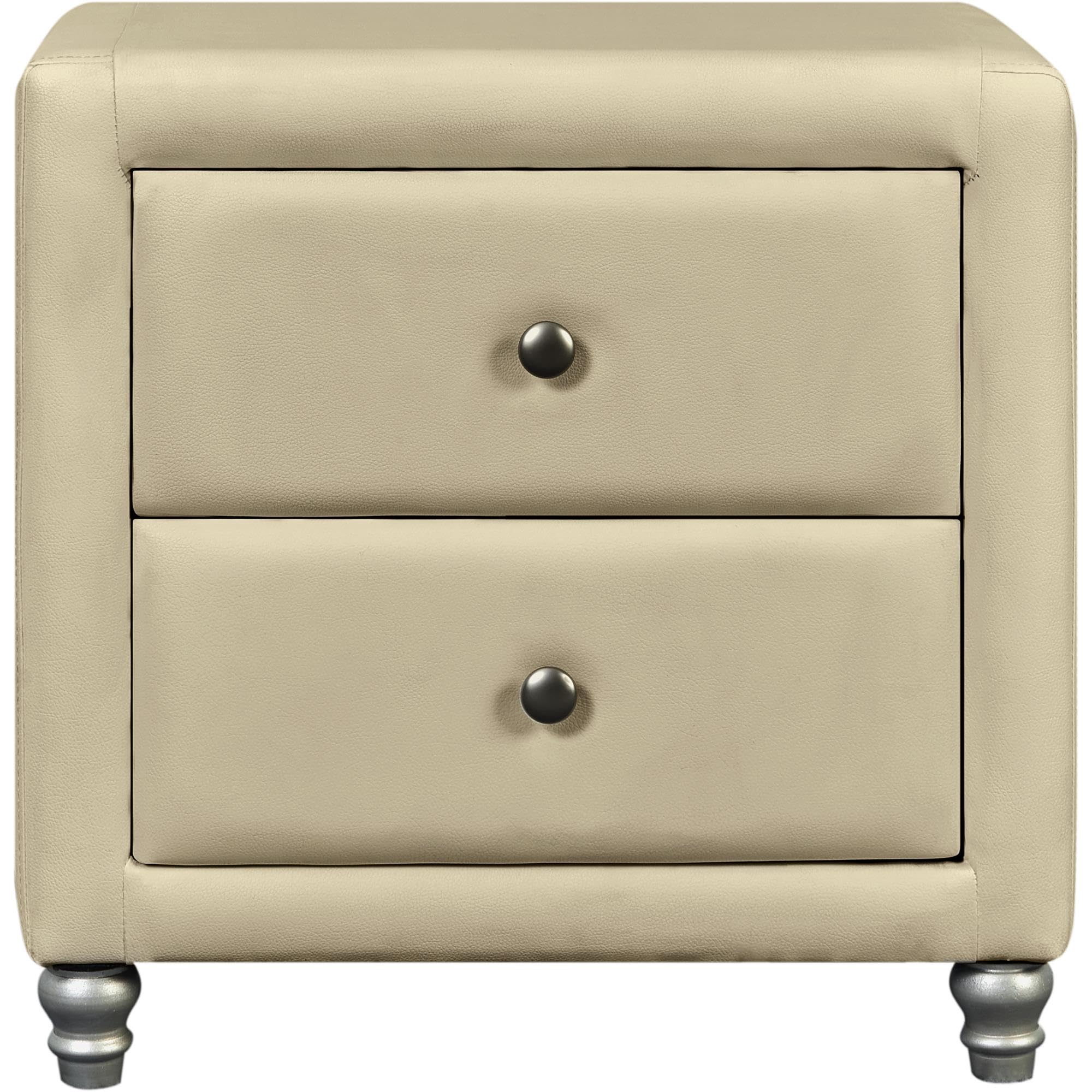 Upholstered 2 Drawer Nightstand, Gray/ Gray