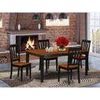 East West Furniture NIAN5-BCH-W 5 Piece Kitchen Table Set for 4 Includes a Rectangle Dining Table with Butterfly Leaf and 4 Dining Room Chairs, 36x66 Inch, Black & Cherry