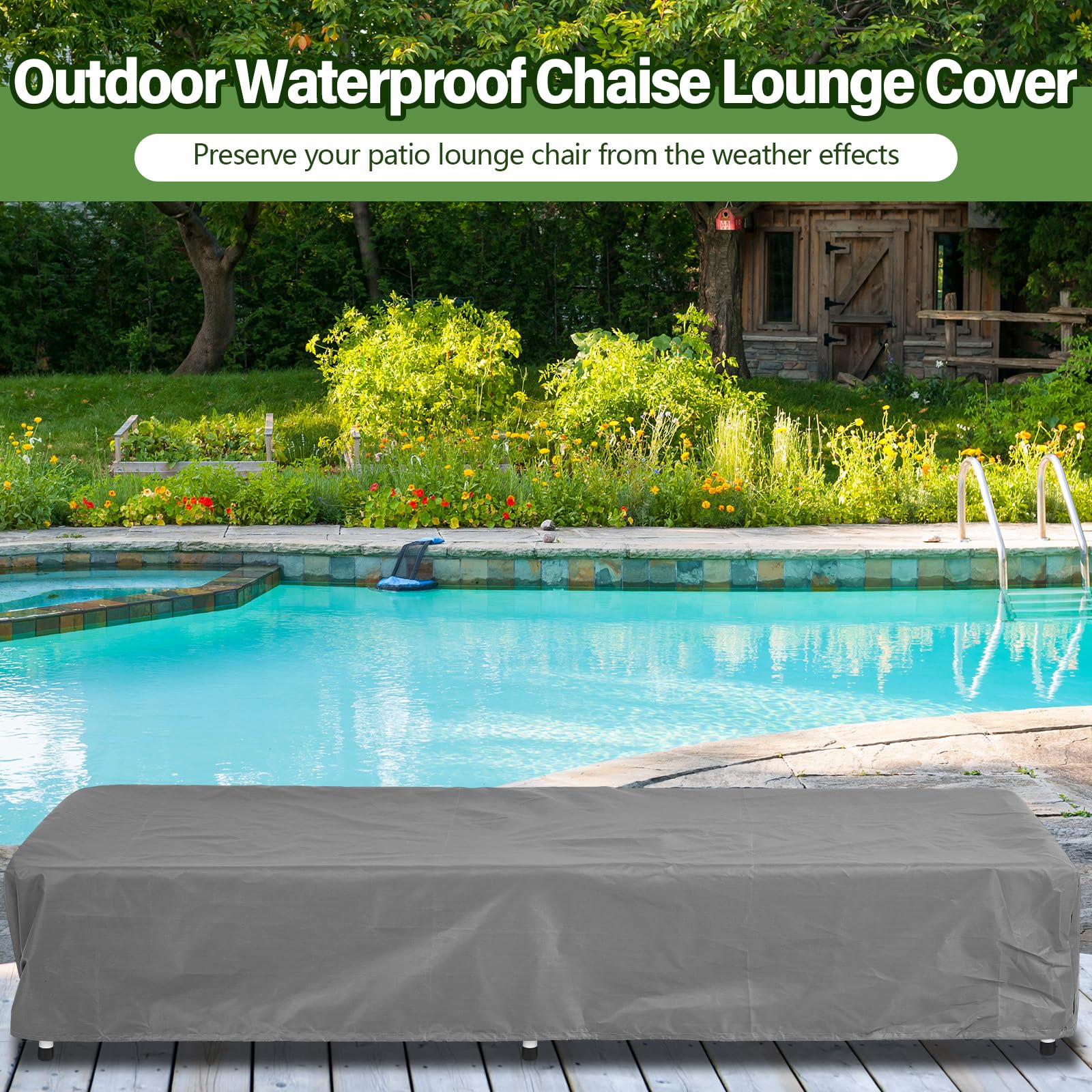 Tingjoo 1 Pcs Patio Chaise Lounge Cover Waterproof Outdoor Lounge Chair Cover 30'' D X 83'' W X 12'' H Uv Resistant Outdoor Furn