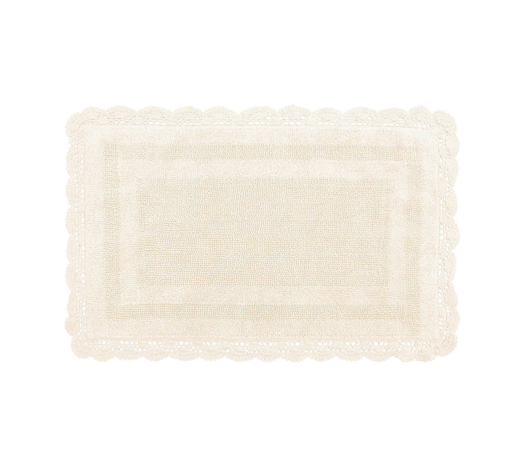 Laura Ashley Crochet Cotton 21X34 Bath Rug, Ivory