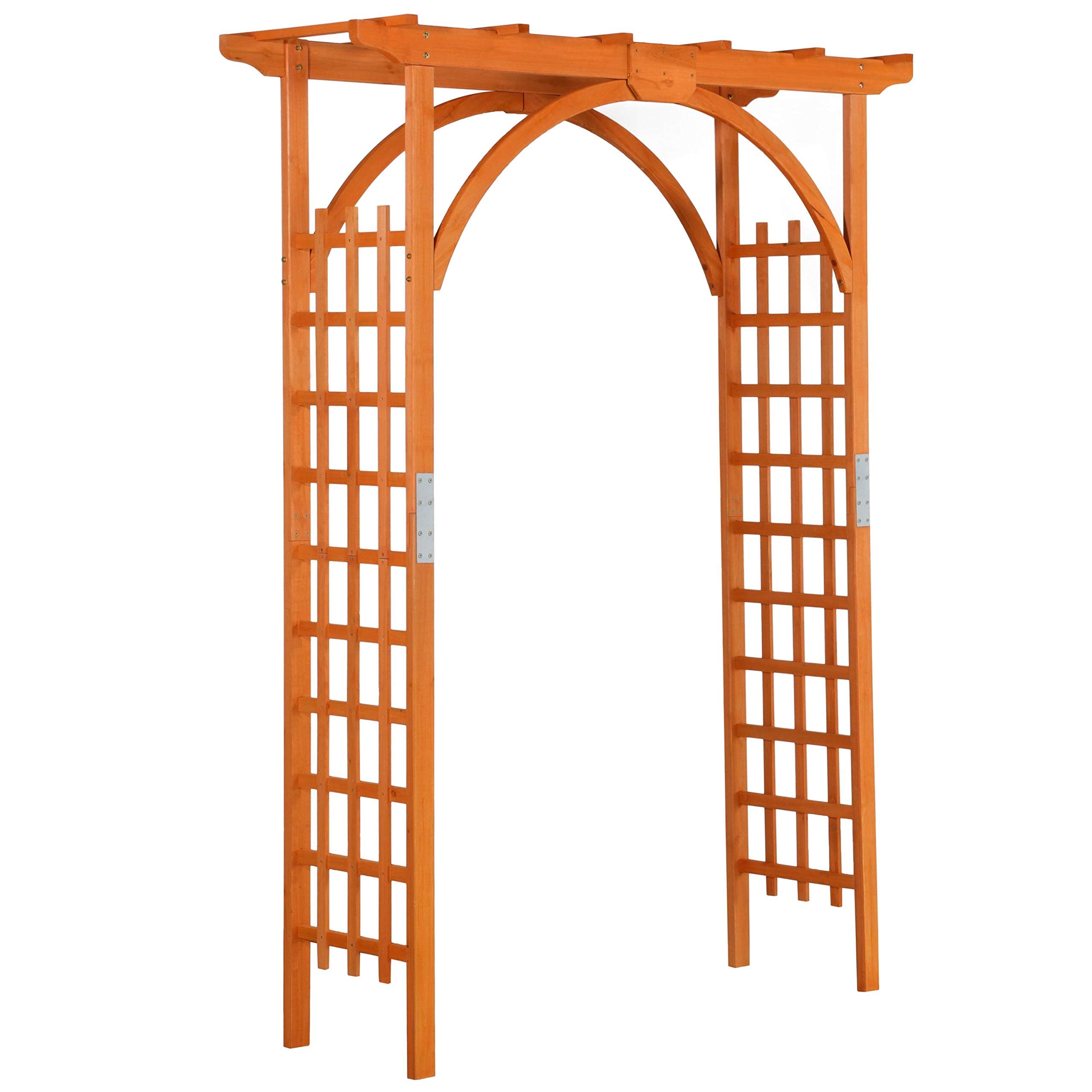 Topeakmart Wood Arbor Arch Trellis Climbing Plant Wedding Garden Patio Bridal Party Decoration Arbor Wood & Iron Outdoor Square