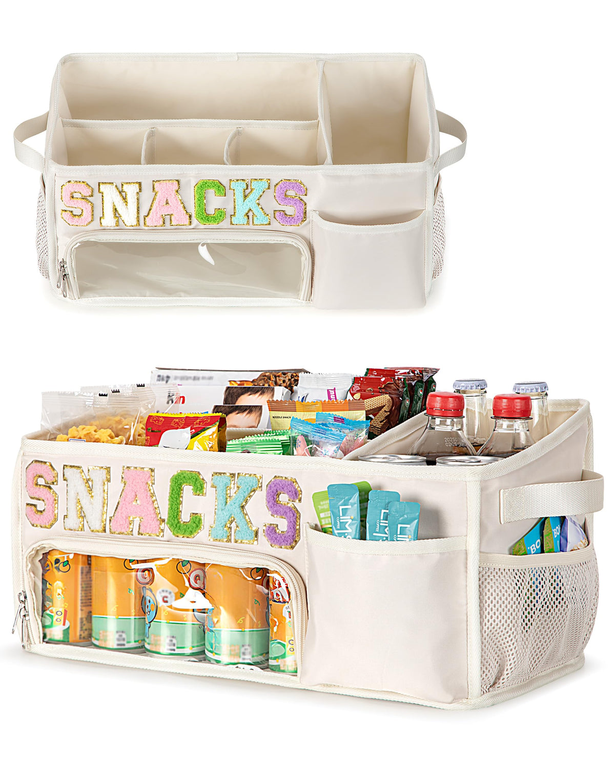 Fasrom Large Snack Organizer for Countertop, Pantry Snack Basket Caddy