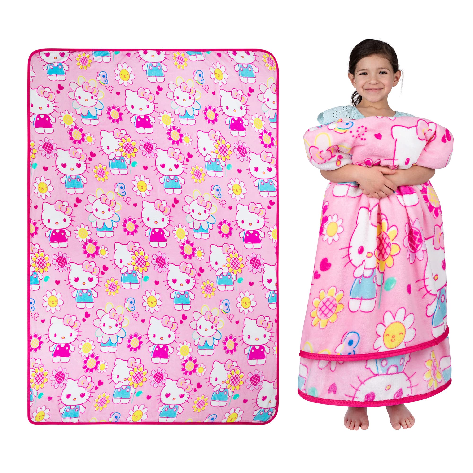 Franco Kids Bedding Super Soft Plush Throw Blanket, 62 In X 90 In, Hello Kitty