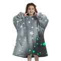 Fiosnow Glow In The Dark Star Blanket Hoodies For Kids 6-13Yr Oversize Wearable Blanket Hoodies For Boys Girls Teens